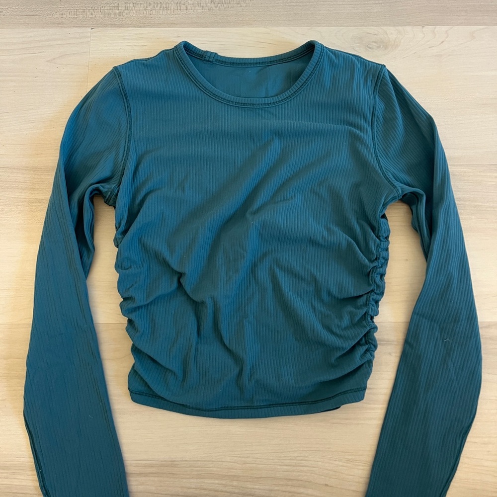 Lululemon Teal Ruched Long Sleeve